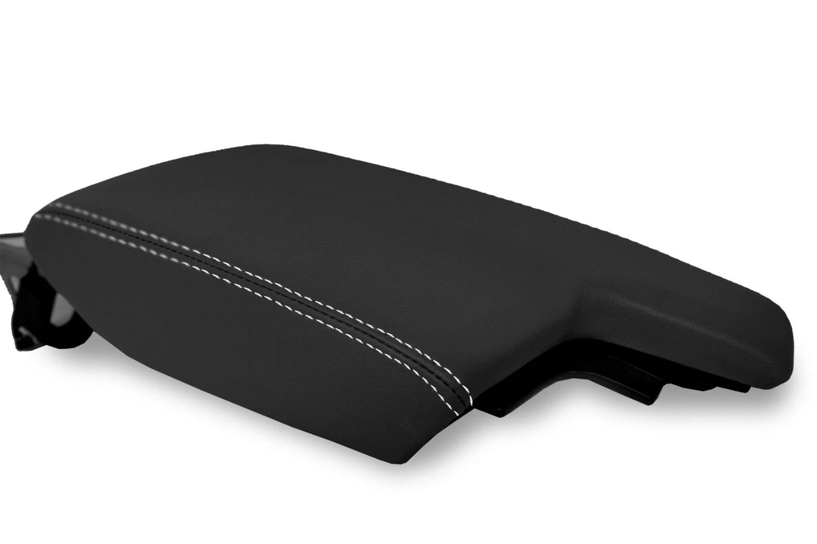 Leather Console Lid Armrest Cover for Subaru Crosstrek (2018–2020) Black White Stitch