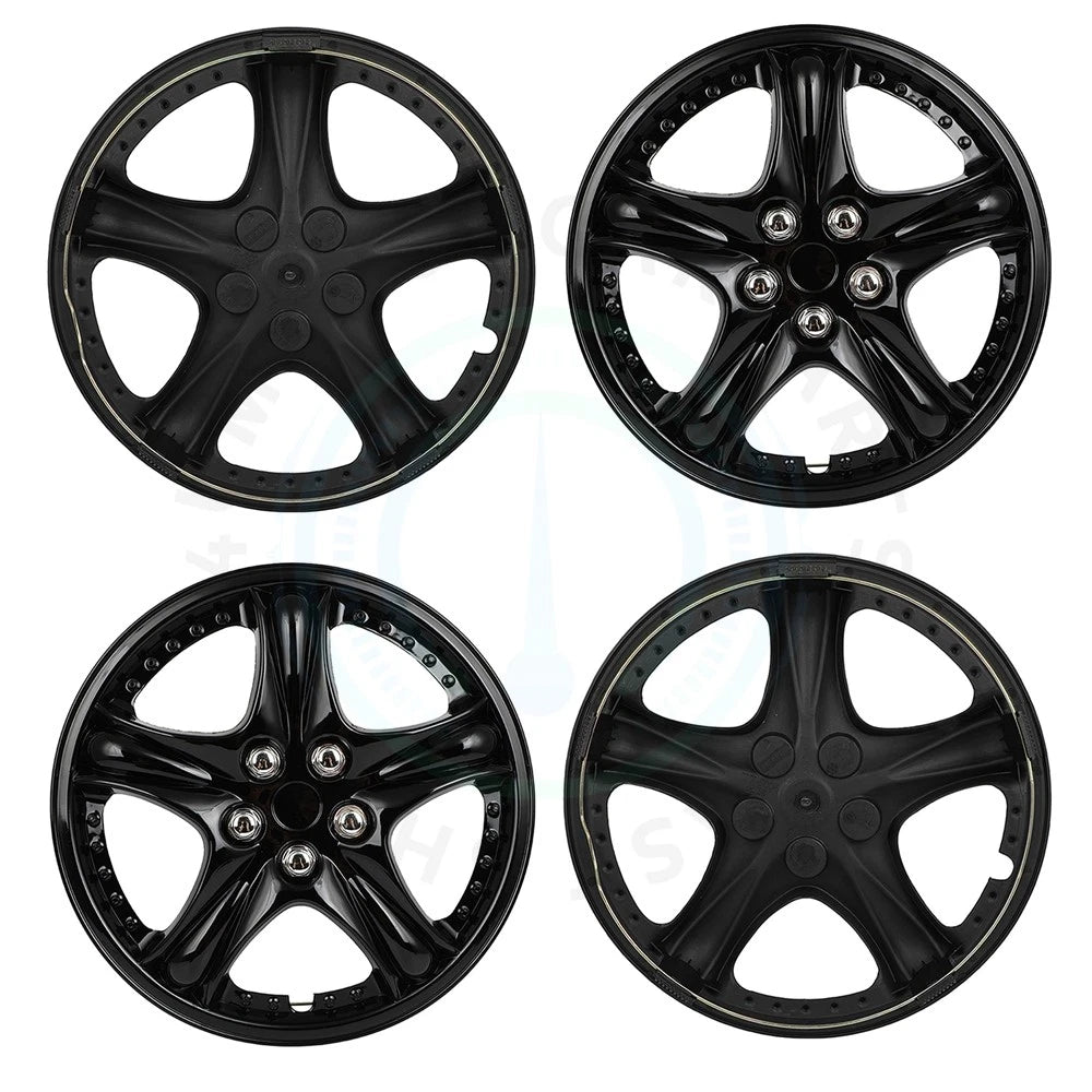 Set of 4 Black 13 Inch Wheel Hub Caps for R13 Tires