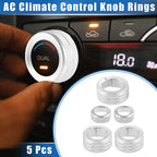 Set of 5 AC Climate Control Knob Rings for Toyota 4Runner (2010–2022) Silver Tone