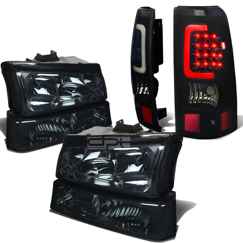 Smoked Headlight + Clear Bumper + Black 3D LED Tail Light for Silverado (2003–2007)