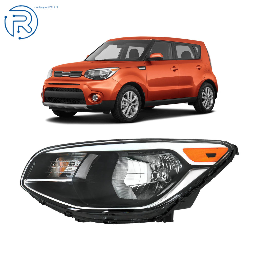 Left Side Halogen Headlight for Kia Soul (2014–2019) Chrome & Black
