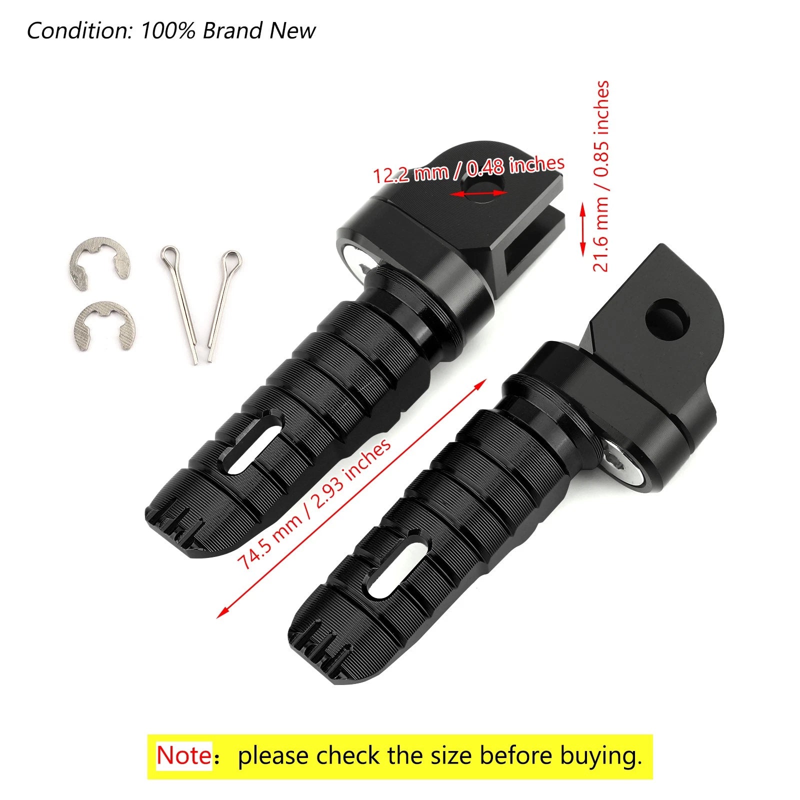 Front Footrests Foot Pegs for Kawasaki Z300 Z400 Z650 Z800 Z900 Z1000 (2015–2023)