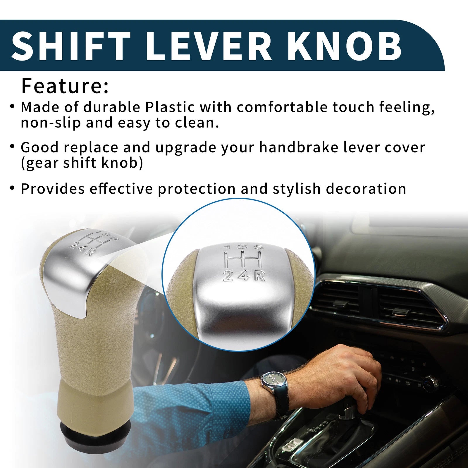 5 Speed Manual Gear Shifter Knob for Nissan Qashqai (2006–2013) Beige Plastic