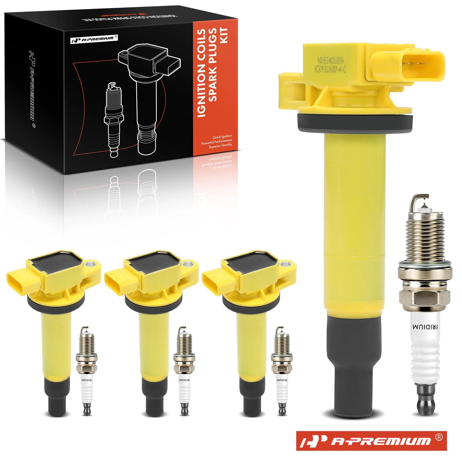 4x Ignition Coil & 4x Iridium Spark Plug for Toyota Prius Yaris Echo (2012-2015)