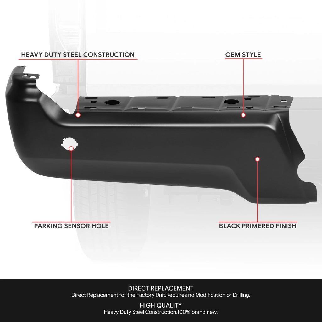 Set of 2 Rear Bumper End Caps for Ford F-250 SD (2017–2022) w/ Sensor Holes