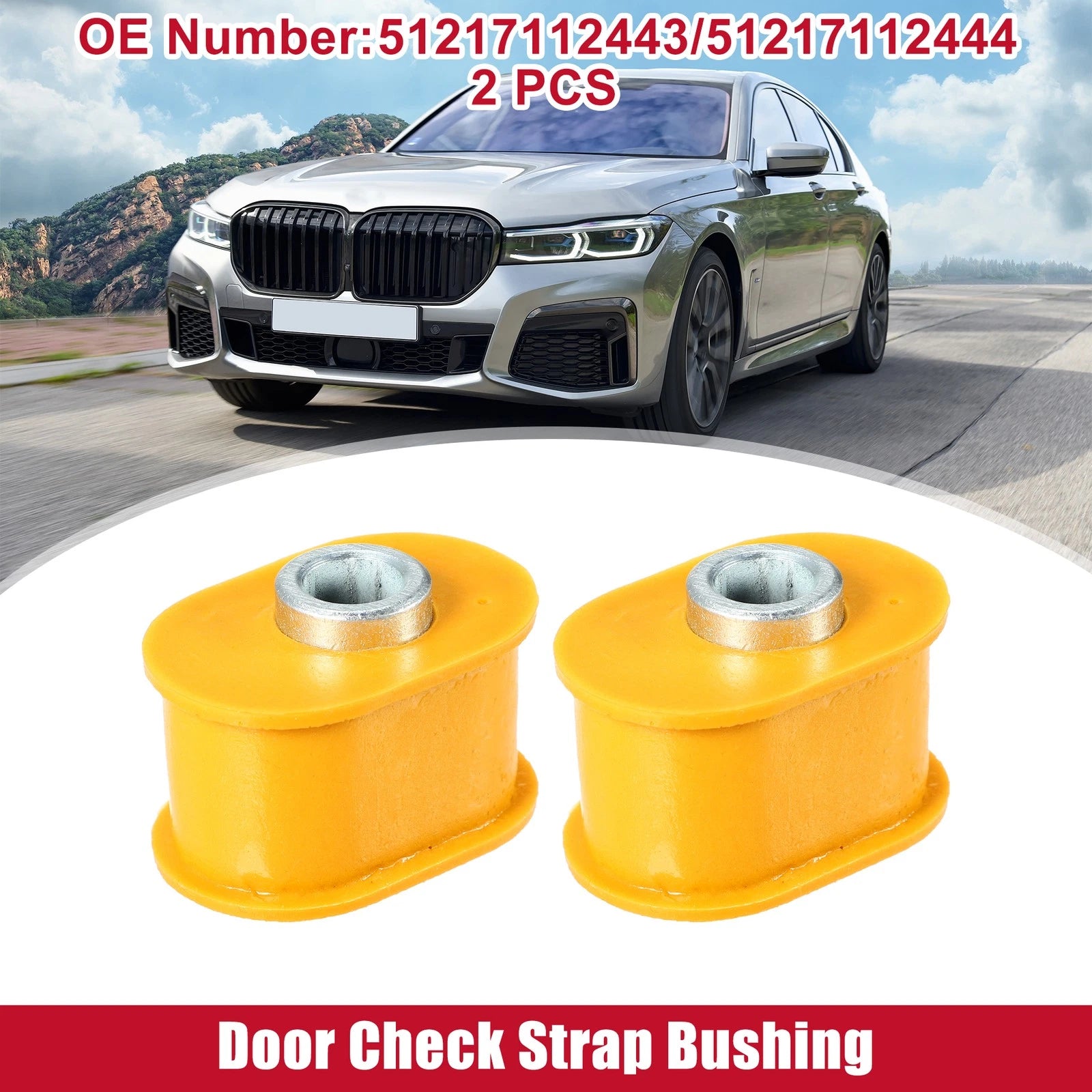 2X Door Check Strap Bushing No.51217112443/51217112444 for BMW 7 Series (2002–2008)