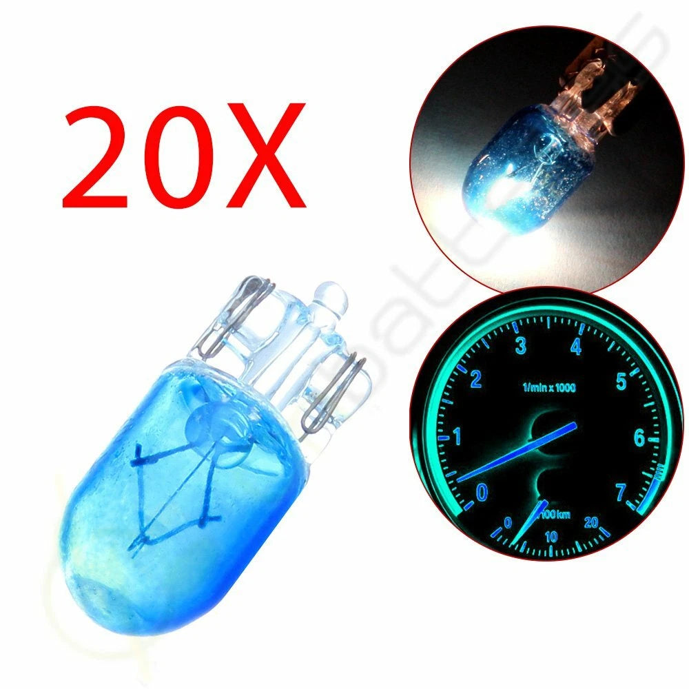 20Pcs 5W Blue Wedge Halogen Bulbs T10 W5W 194 168 for Automotive