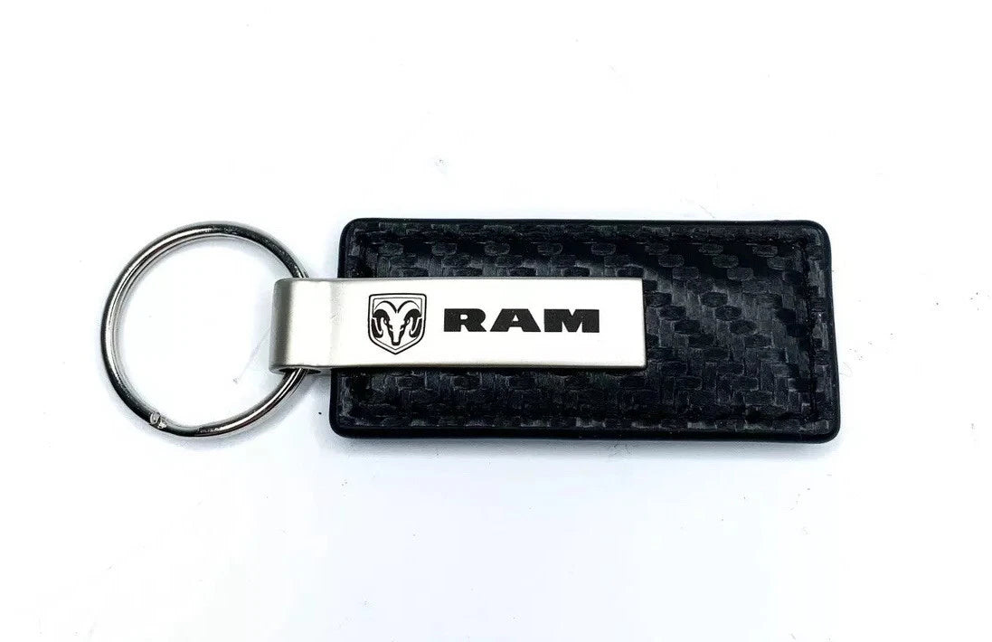 Licensed Key Chain for Dodge Ram Black Carbon Fiber Emblem (2009–2024)
