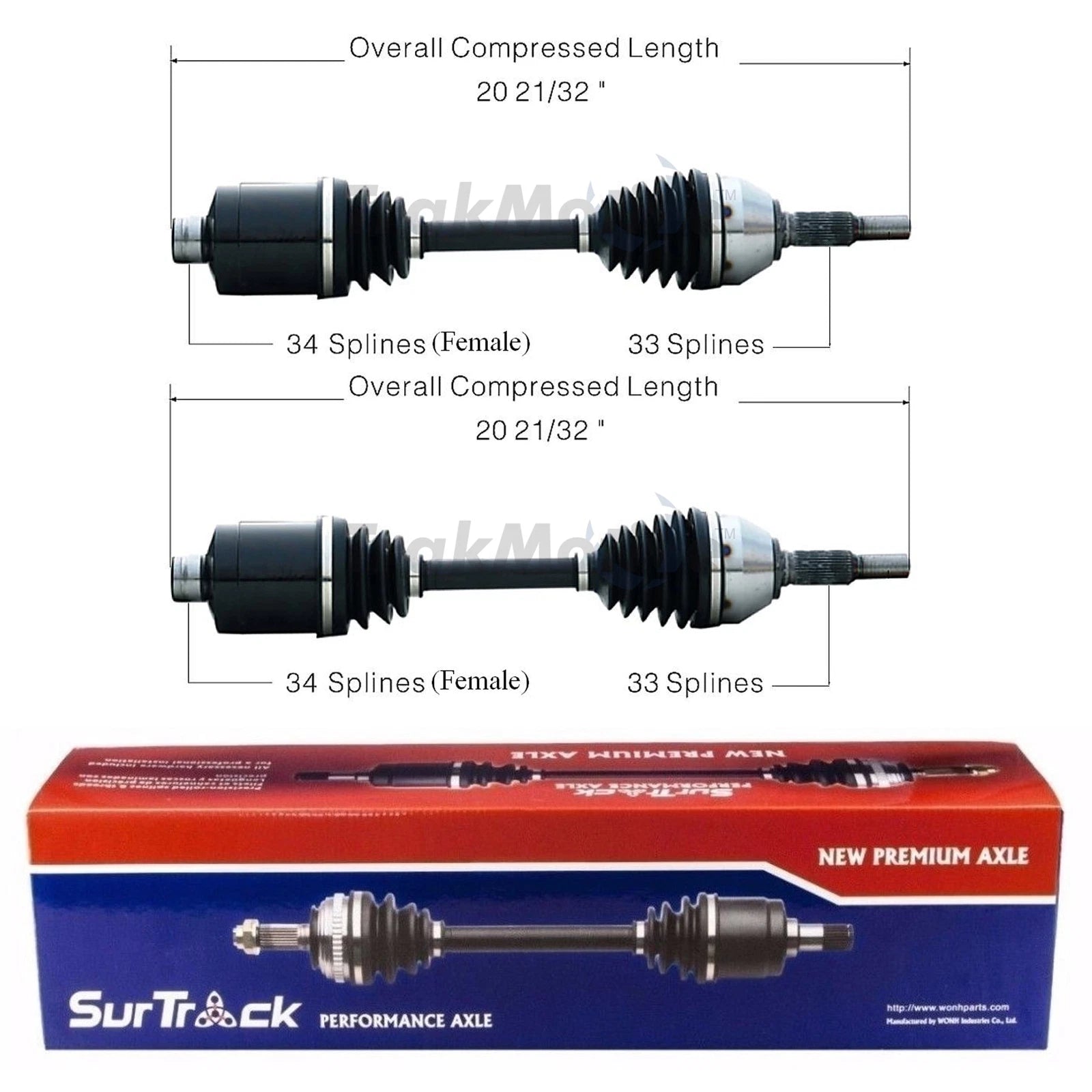 2X Front CV Axle Shafts for Chevy Cobalt HHR Saturn Ion (FWD)