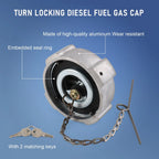 2X Aluminum Locking Diesel Fuel Caps for Freightliner Cascadia