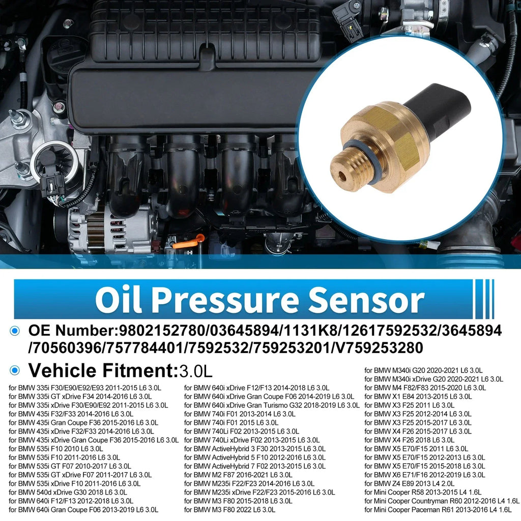 Engine Oil Pressure Sensor 3.0L for BMW 335i F30/E90/E92/E93