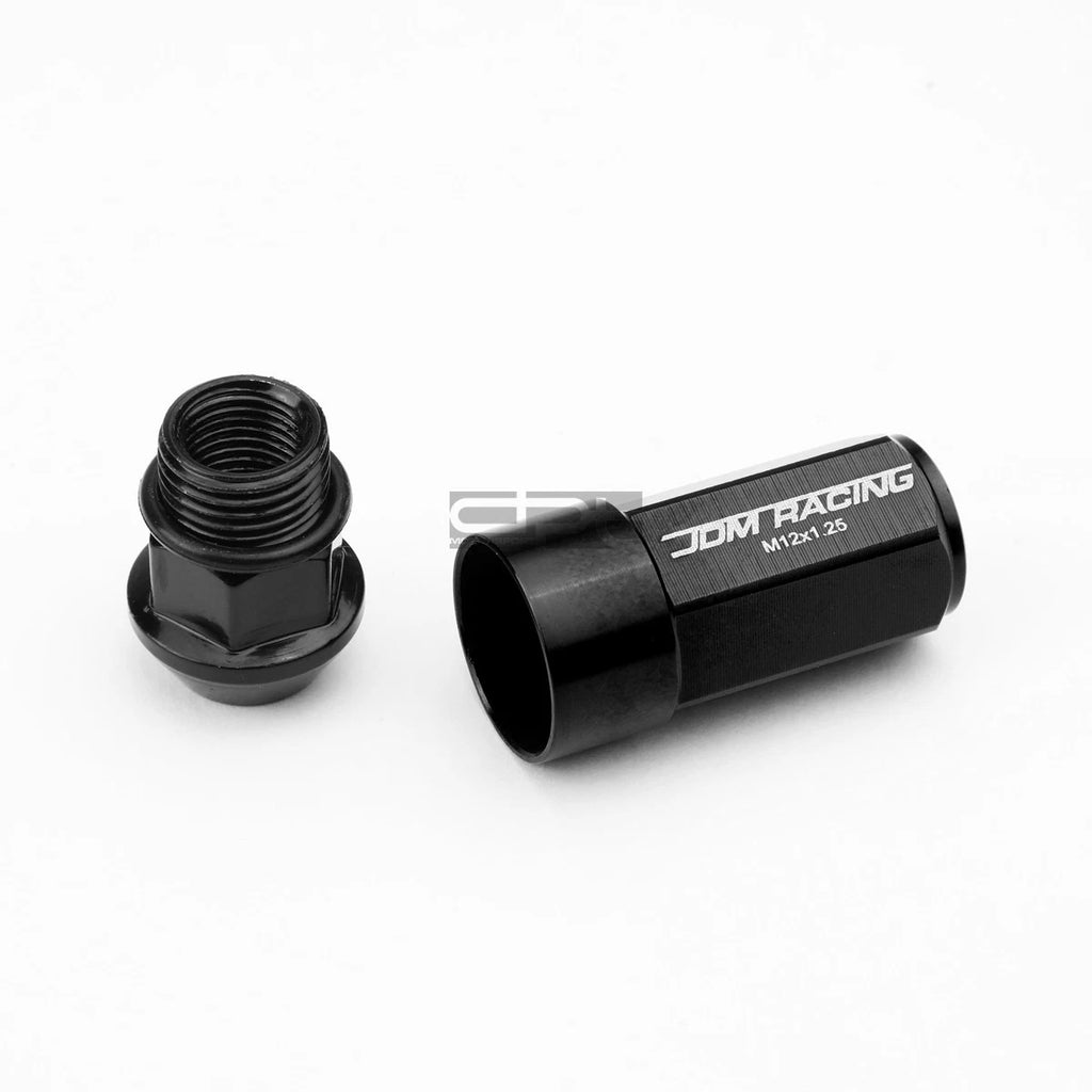 20 PCS M12X1.25 Black Aluminum Lug Nuts with Caps for JDM Vehicles