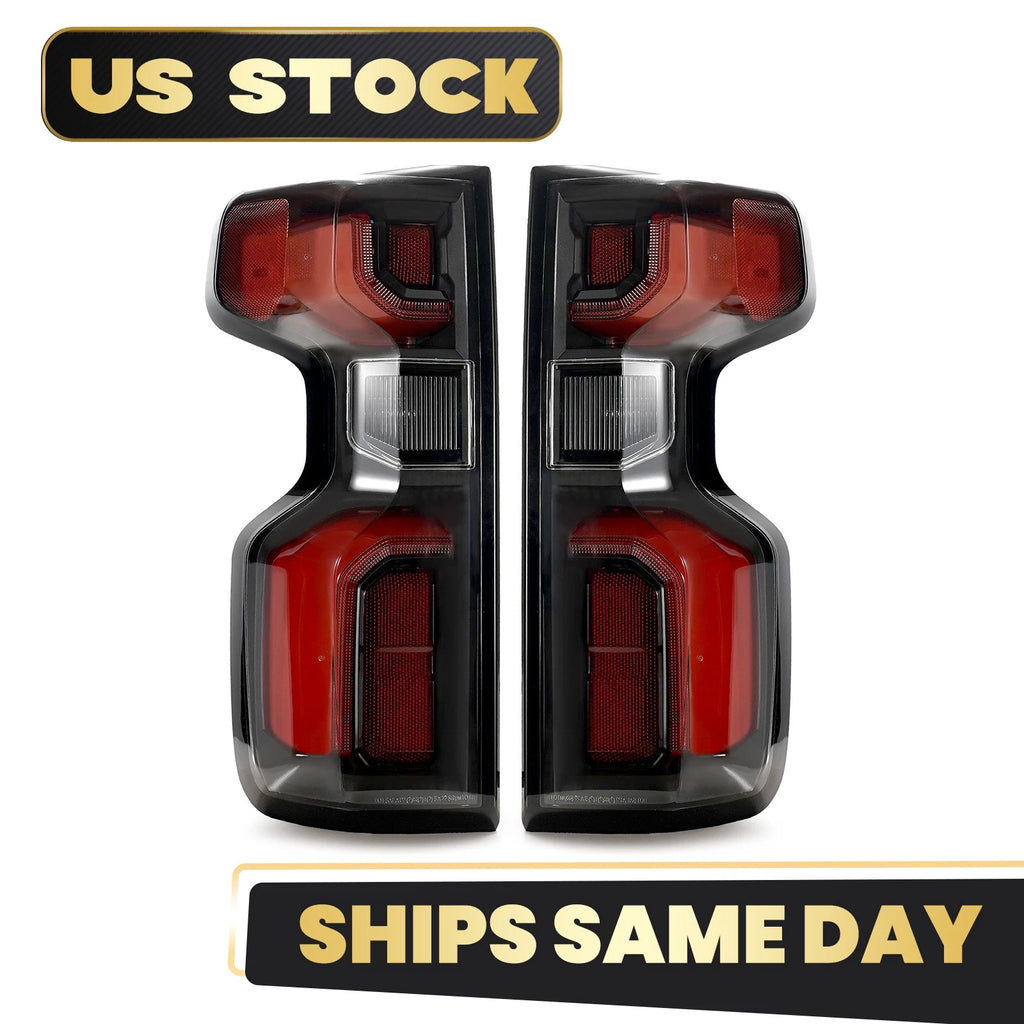 LED Tail Lights for Chevy Silverado 1500 (2019–2026) Black Pair Conversion