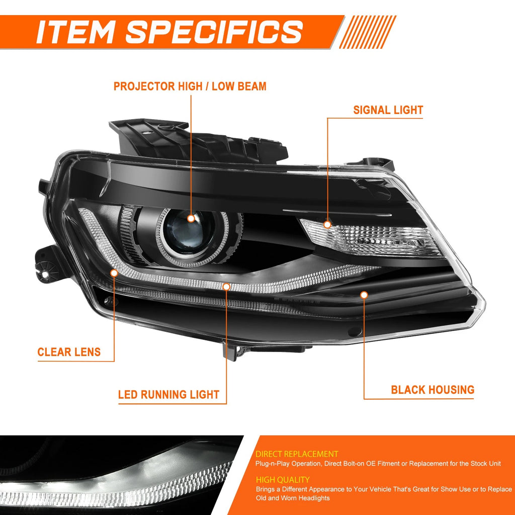 Passenger Side Projector Headlight for Chevy Camaro (2016–2022)