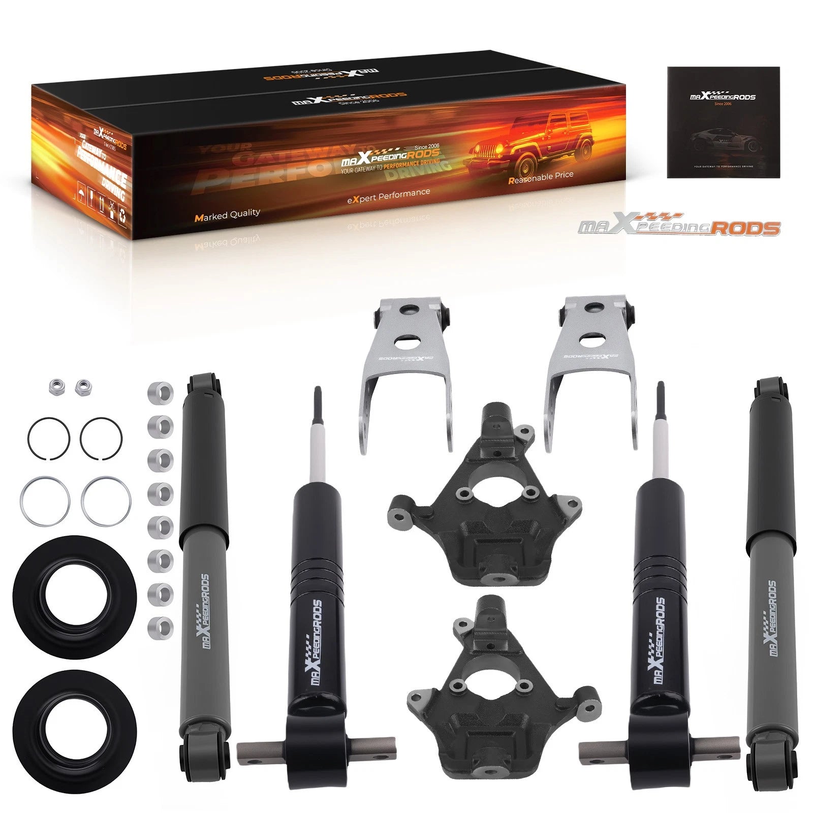 2" Front 3" Drop Shock Kit for Chevy Silverado GMC Sierra (2007–2013) 2WD 4WD
