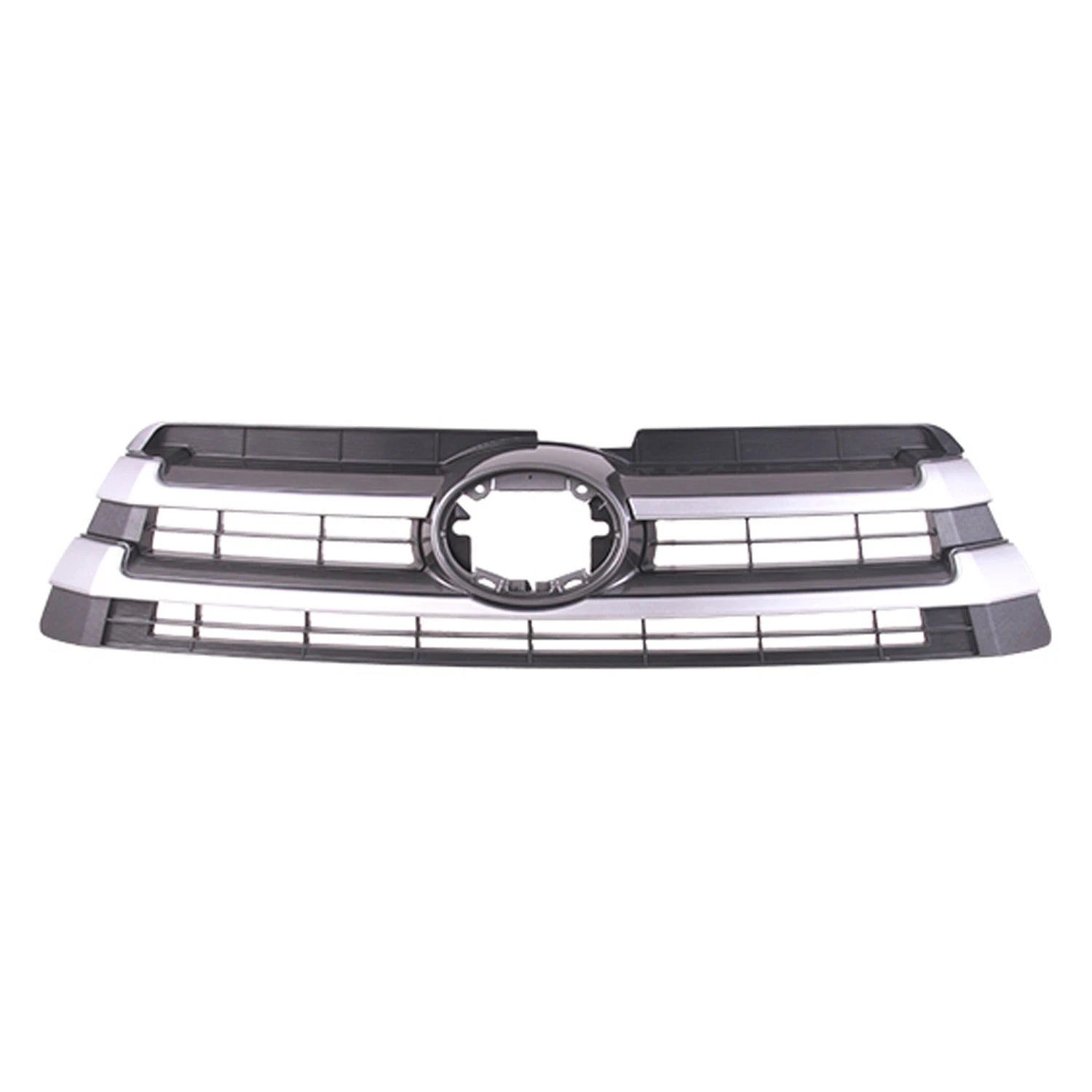 Replacement Black/Silver Matte/Painted ABS Front Upper Grille w/Emblem Hole