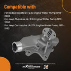 Cooling Water Pump for Jeep Wrangler 4.0L (1991–1999) 18-1059 Aluminum