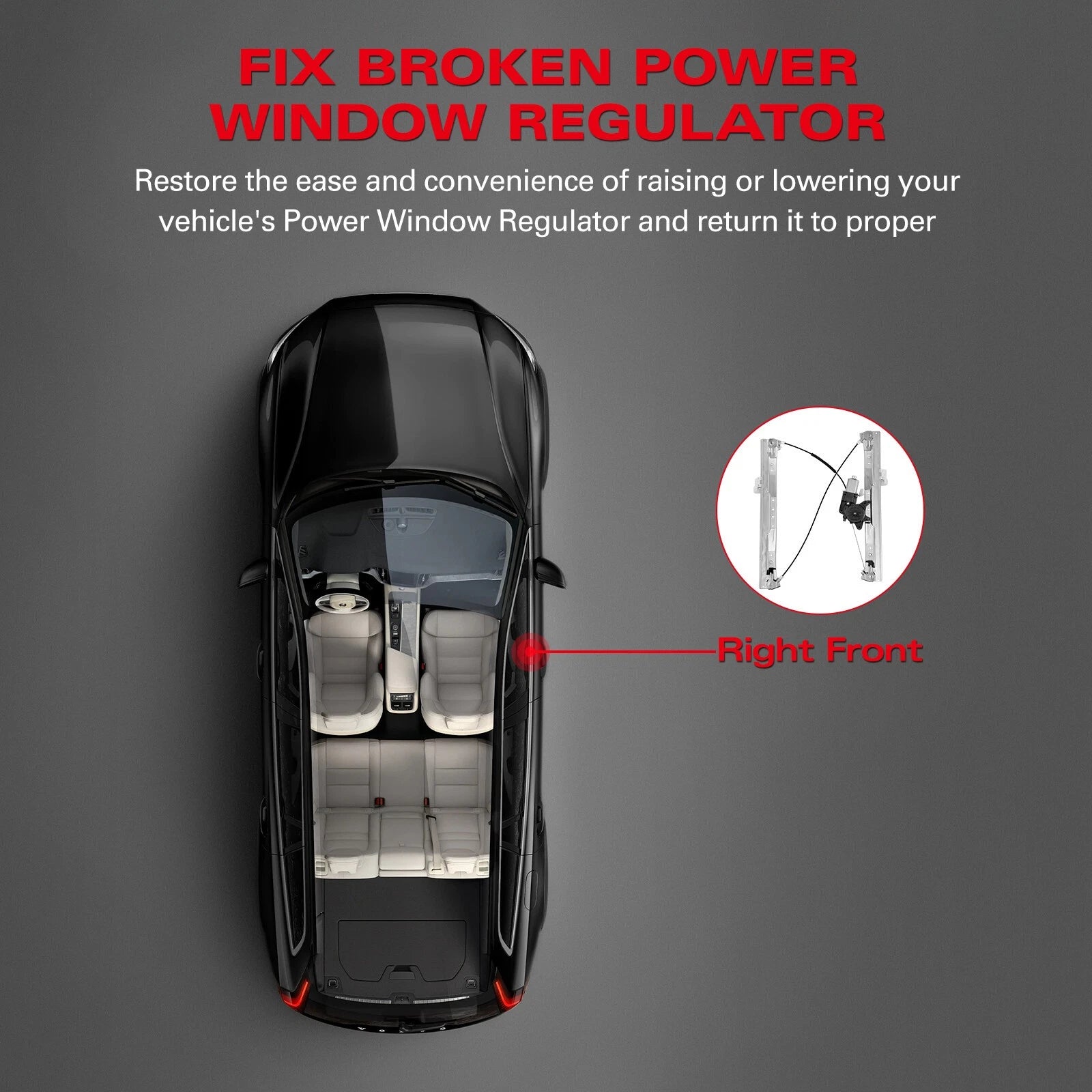 2 Pins Front Right Window Regulator Motor for Grand Caravan, Town & Country, Ram