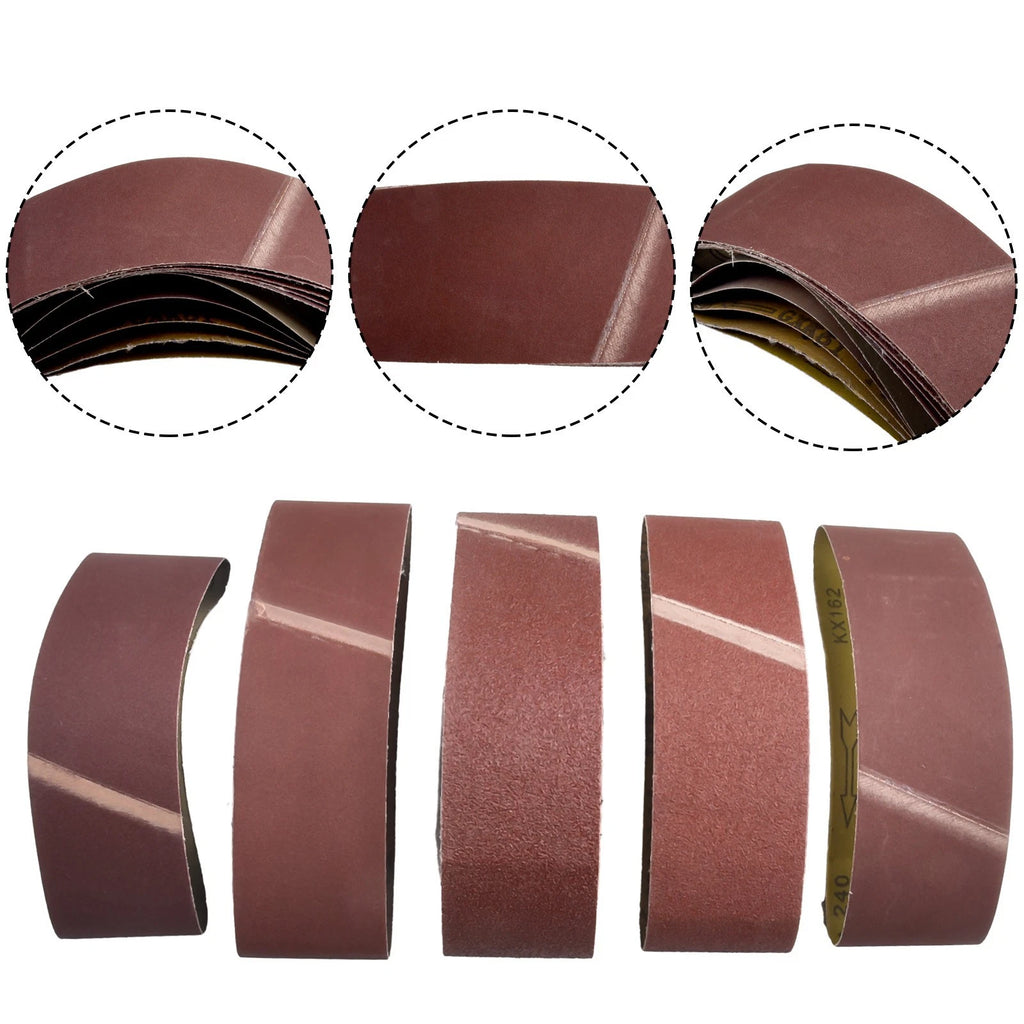 Sanding Belts Kit for Abrasive Band Accessories (Alumina Burgundy)