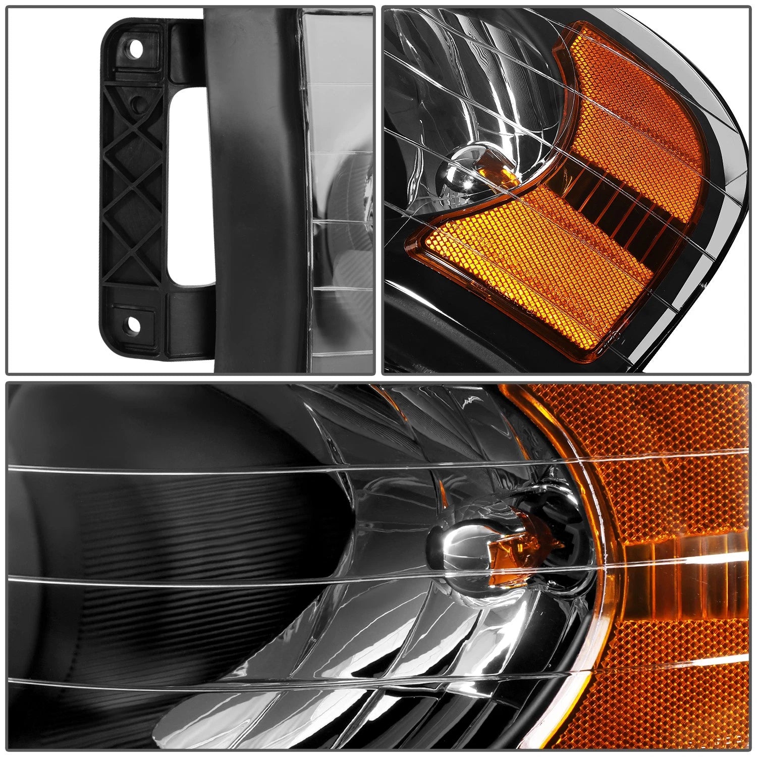 Pair of Black Housing Amber Corner Headlights for Dodge Ram Pickup (2002–2005)