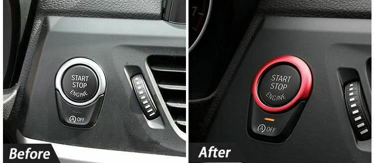 Red Alloy Engine Ignition Push Start Button Ring Cover for BMW 5 Series (2017-2024)