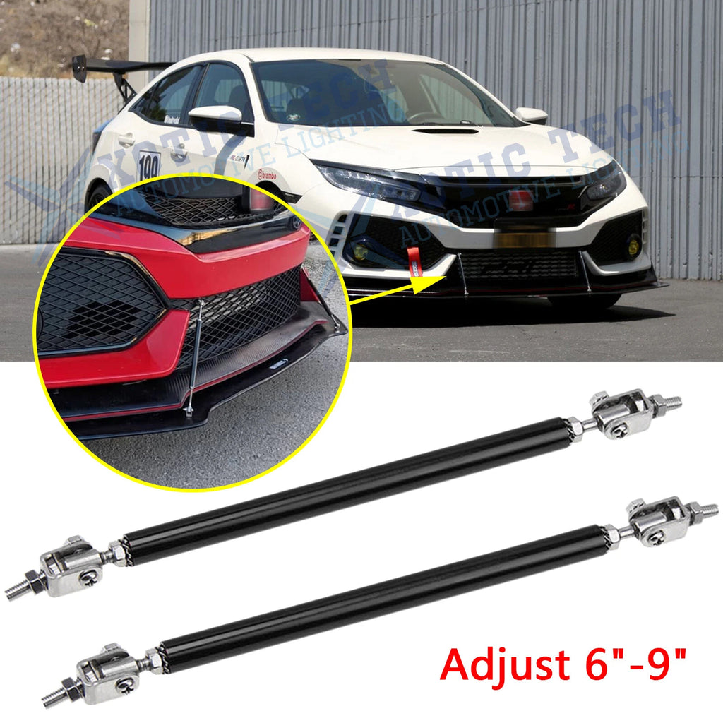 For Honda Civic (2016–2021) Adjust Black 6"-9" Strut Rod Front Bumper Lip