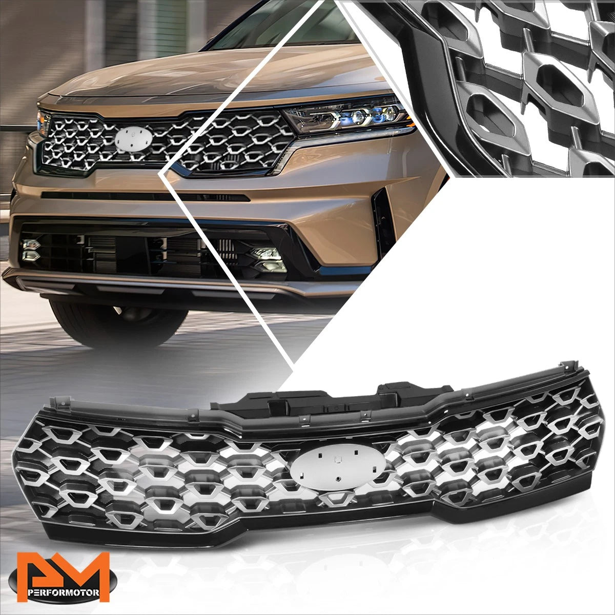 Painted Silver Upper Grille for Kia Sorento (2021–2023)