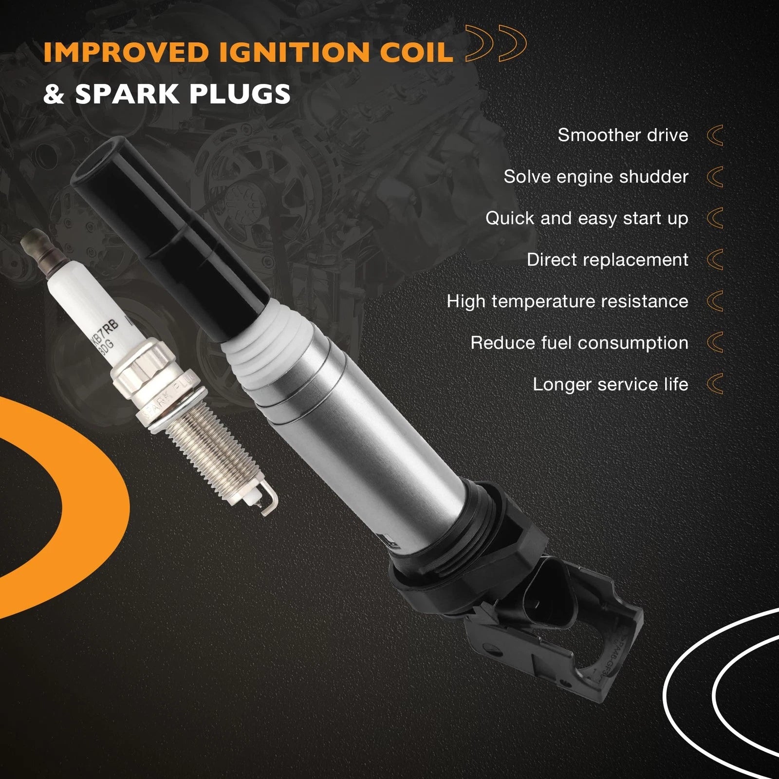 Set of 4 UF598 Ignition Coil Pack & Spark Plug Kit for Mini Cooper Peugeot 1.6L (2007–2016)