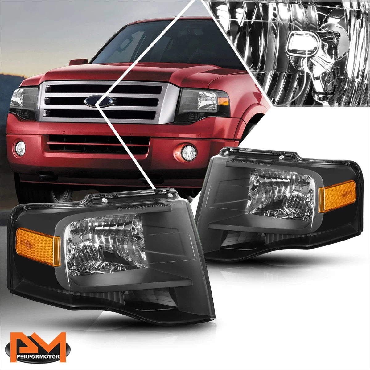 Replacement Black Housing Amber Corner Headlight for Ford Expedition (2007–2014)