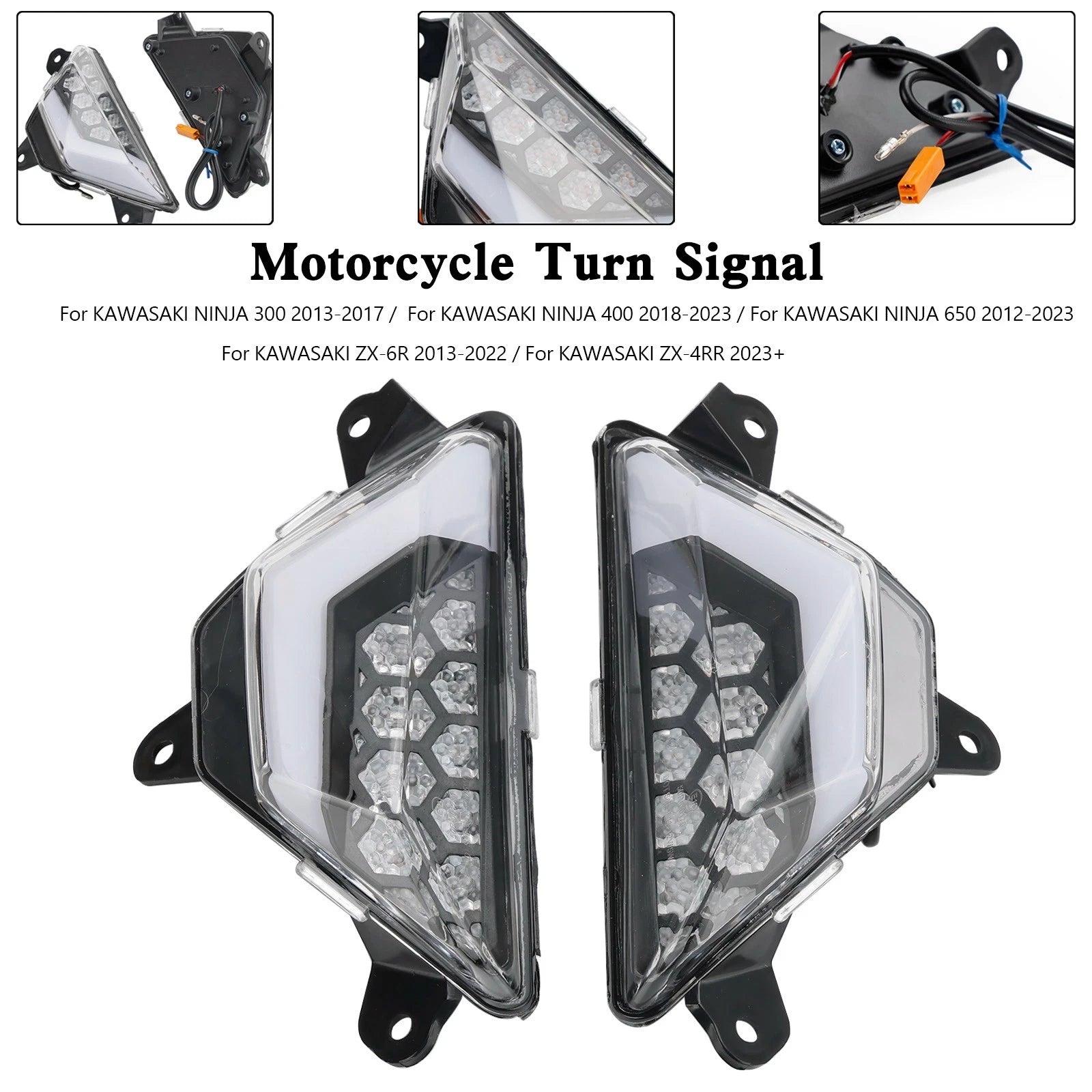 LED Front Turn Signal Light for Kawasaki Ninja 300/400/650 ZX-6R ZX-4RR (2013–Present) #8