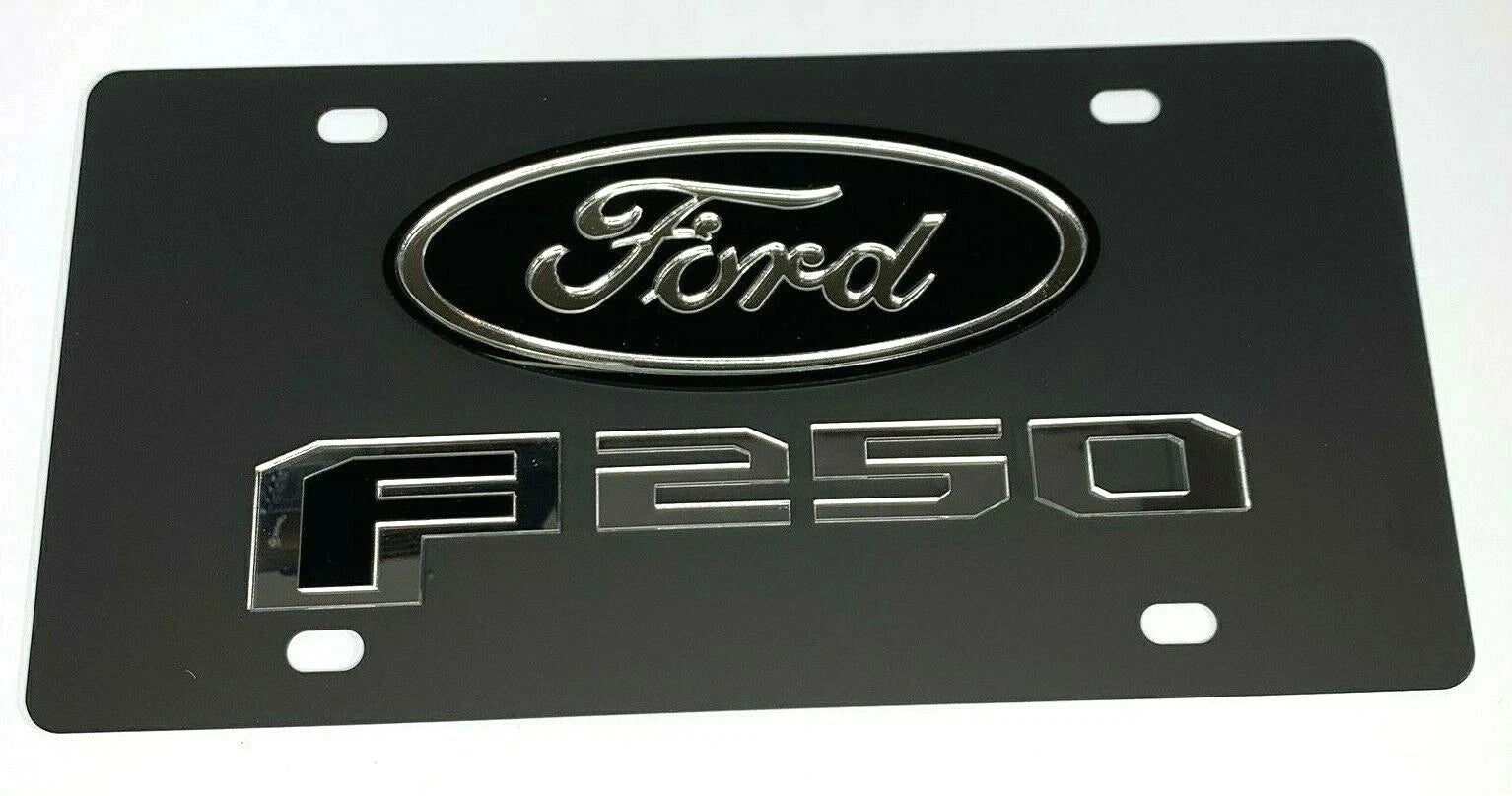 Vanity License Plate Holder Licensed Black Oval Emblem for Ford F-250 (2017–2024)