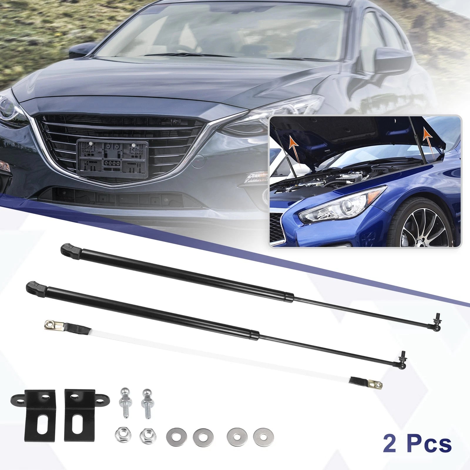 2 Pcs Front Hood Lift Supports Struts for Mazda 3 Axela (2009–2013)