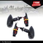 2X Black Mini Bullet Turn Signals for Motorcycle