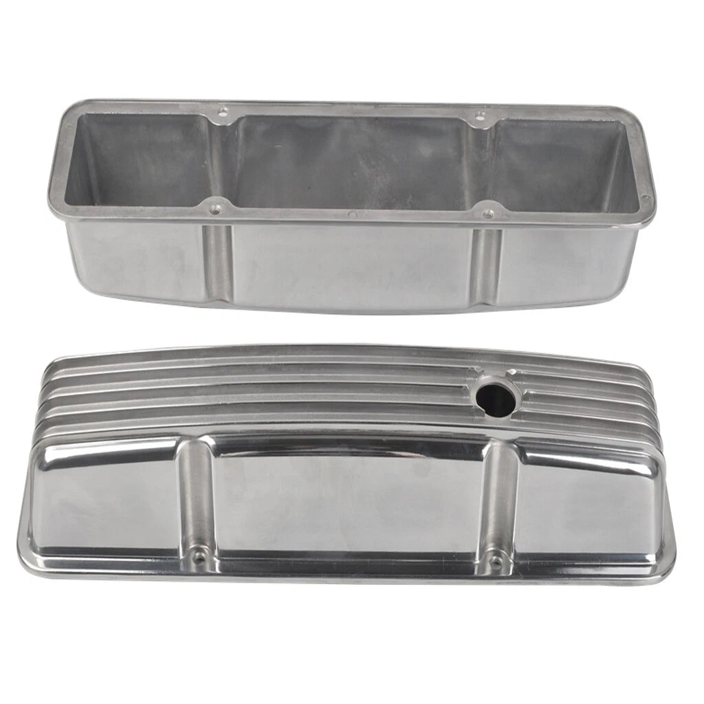 Tall Finned Valve Covers & 15" Oval Air Cleaner Kit for SBC Chevy (1958–1986)