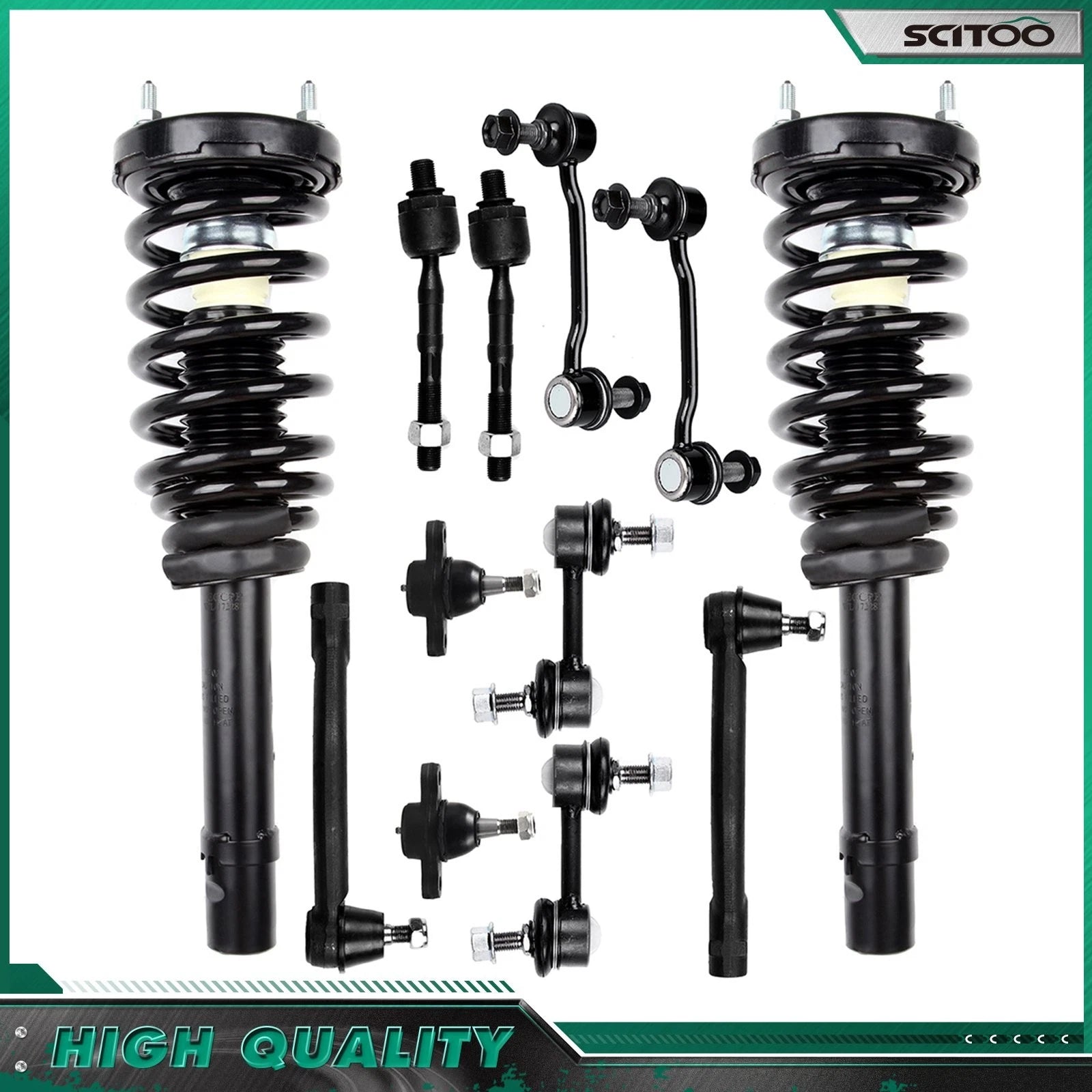 Front Struts Assembly Tie Rod End Link Kit for Hyundai Azera Sonata (2007–2011)