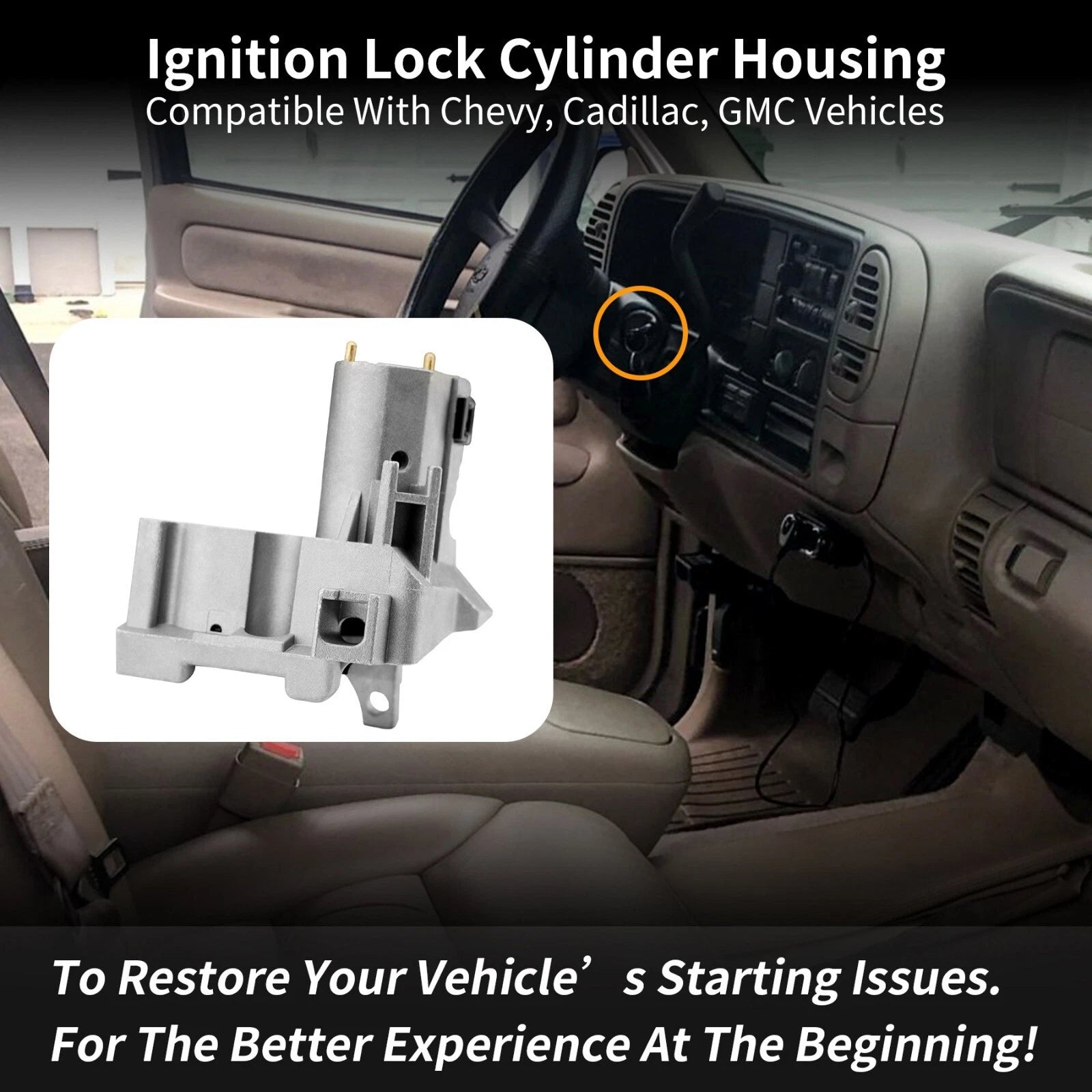 Ignition Lock Cylinder Housing for Chevy GMC C/K 1500 2500 3500 (1998-2002)