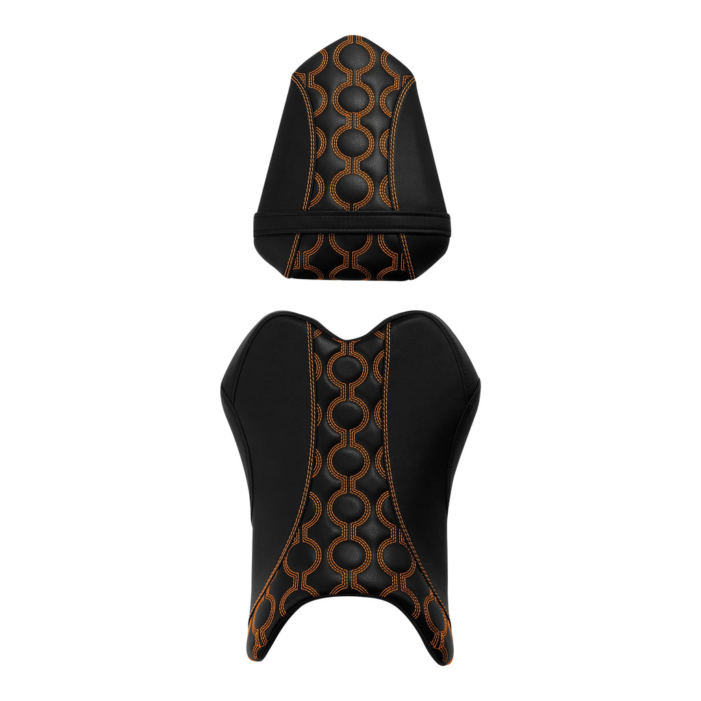 Rider Driver & Passenger Seats for Yamaha YZF R1 (2007–2008) Black Orange