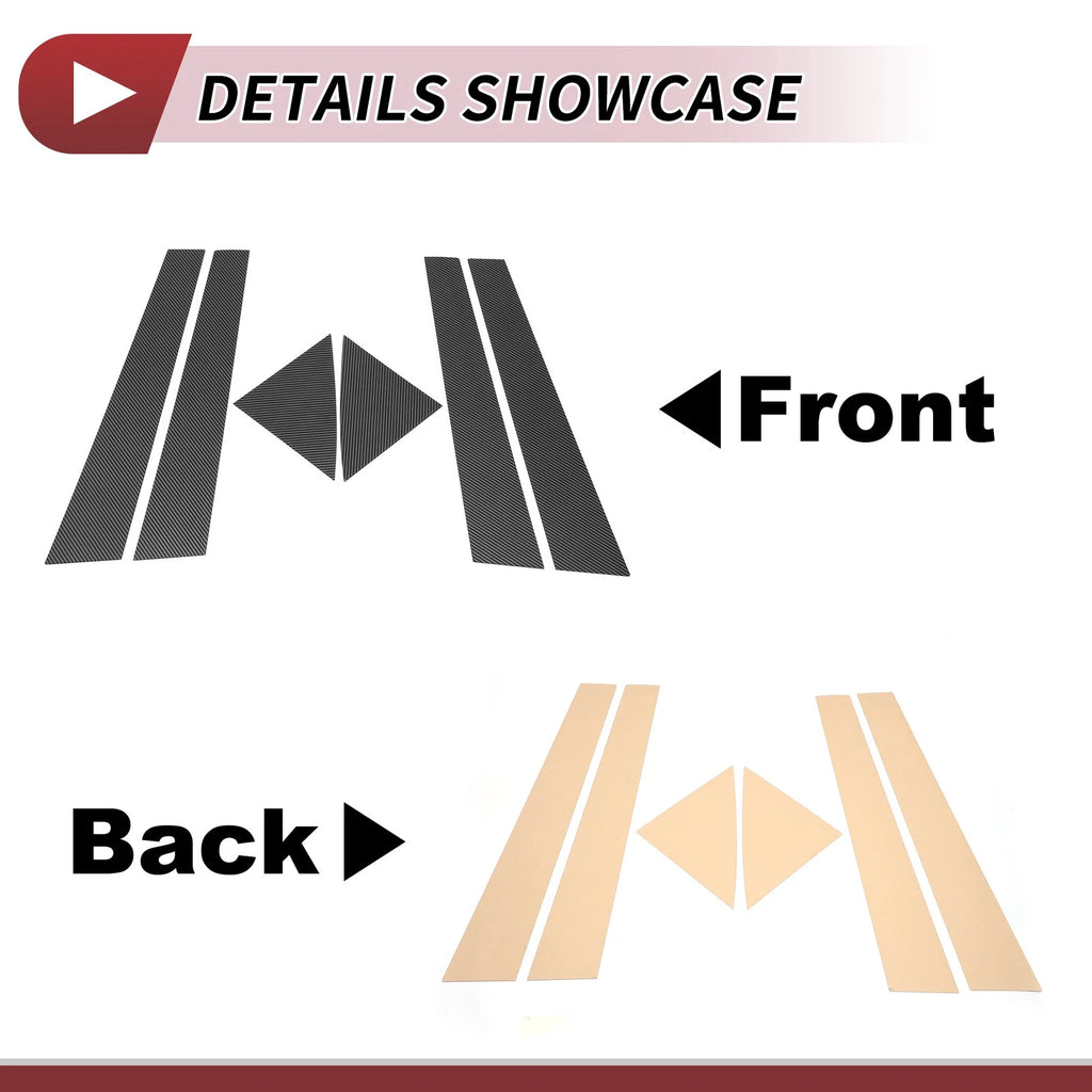 Set of 6 Door Pillar Window Trim for Kia Forte Cerato (2014–2020) - Carbon Fiber