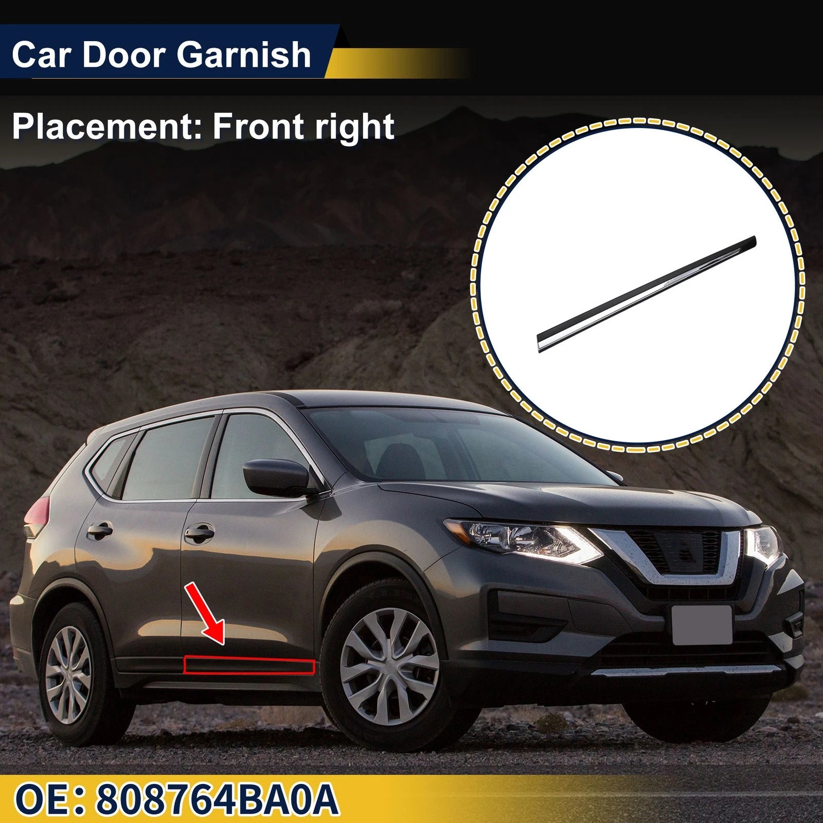 Front Right Door Side Lower Trim No. 808764BA0A for Nissan Rogue (2014–2020)