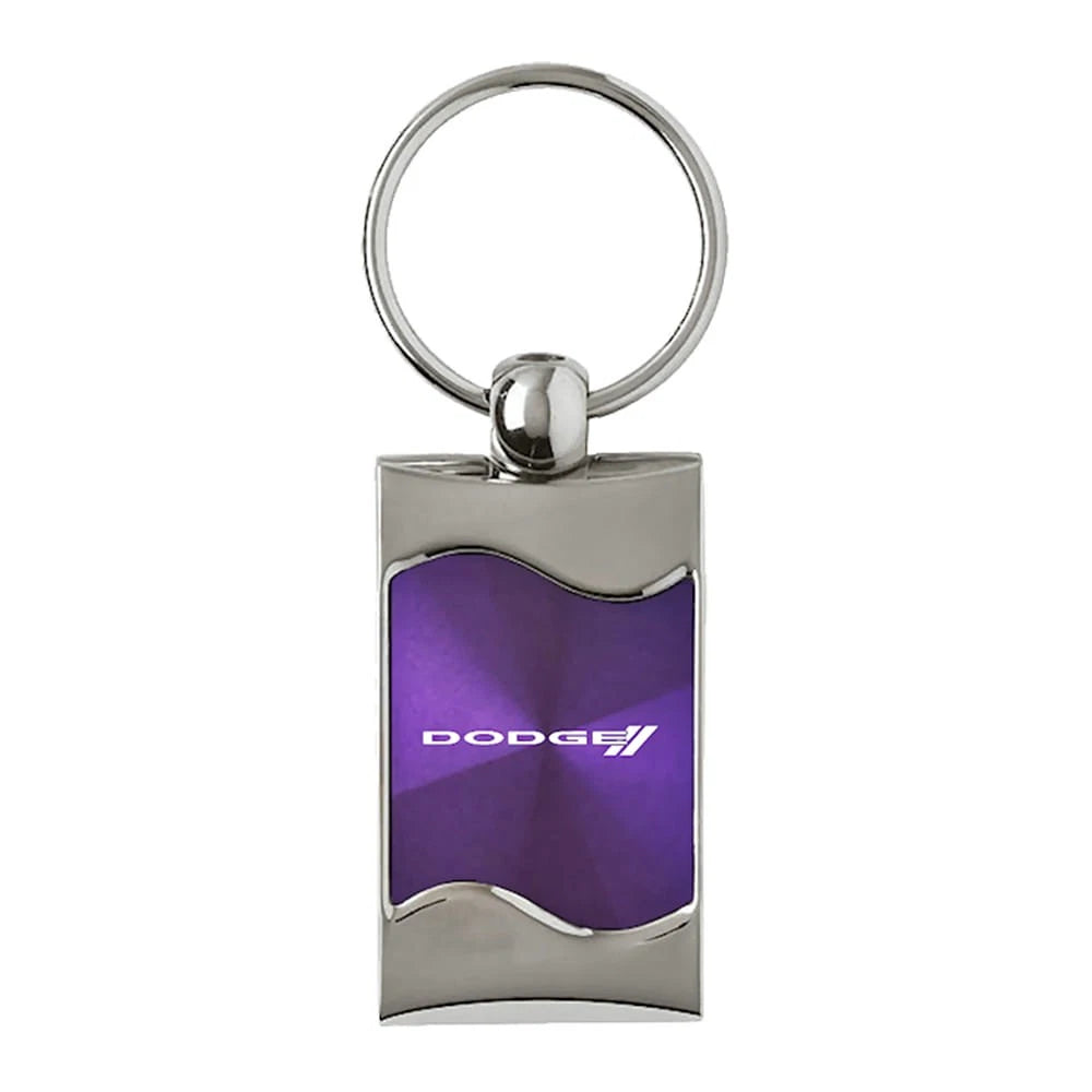Stripe Logo on Purple Rectangular Wave Keychain - Officially Licensed for Dodge