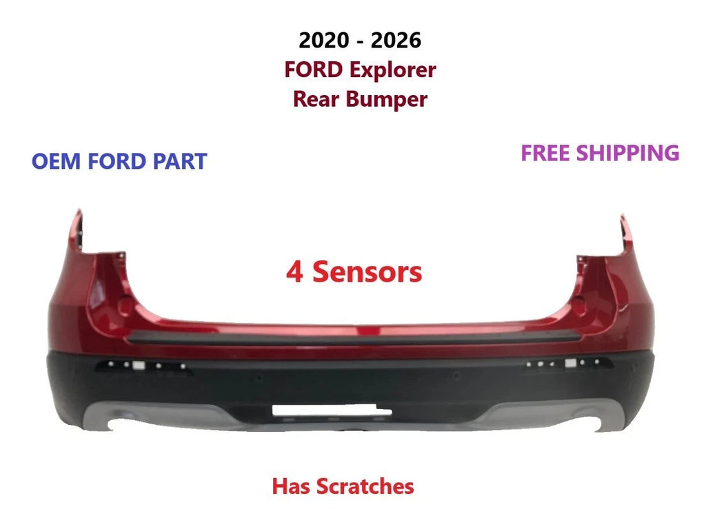 Rear Bumper for Ford Explorer (2020–2026) - 4 Sensors, Rapid Red Metallic #2