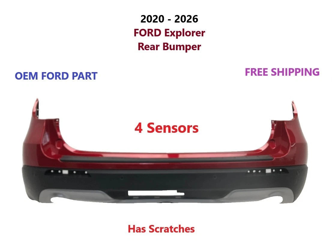 Rear Bumper for Ford Explorer (2020–2026) - 4 Sensors, Rapid Red Metallic #2