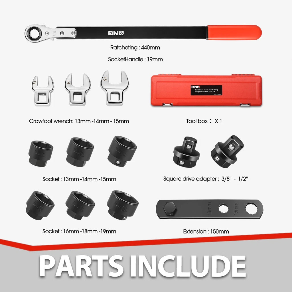 13pcs Serpentine Belt Tool Set for Universal Use (Carbon Steel)