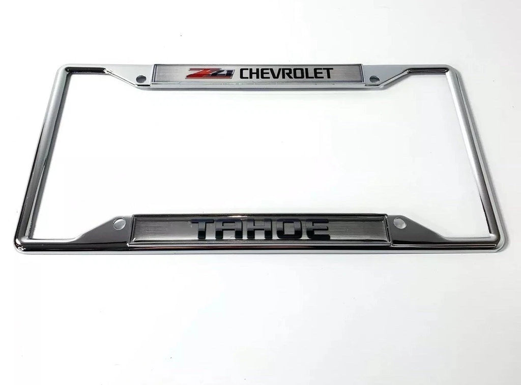 Chrome Metal License Plate Frame with Emblem for Chevy Tahoe Z71 (2015–2025)