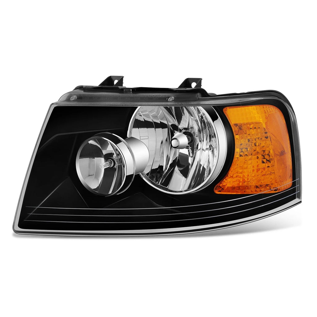 Left Side Headlight for Ford Expedition (2003–2006) OE Style Black Amber