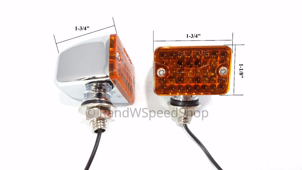 Small Amber Turn Signal Indicator Lights Chrome Replacement for Hot Rod (—)