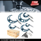 Set of 6 Outside Micrometers for Precision Measurement 0-6"
