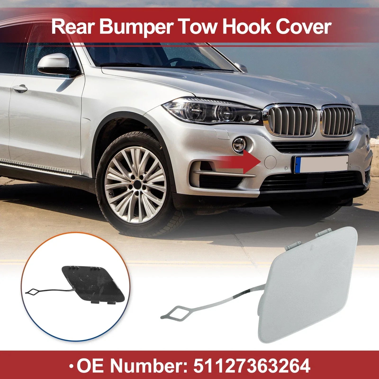 Tow Hook Cover for BMW 428i (2014 - 2016) Silver Tone