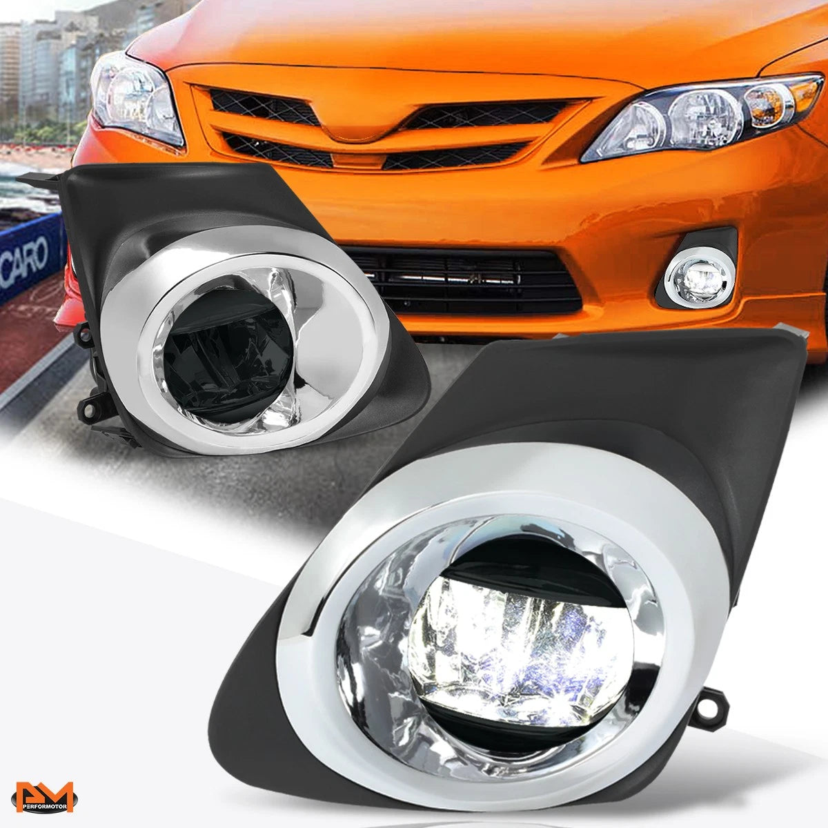 Set of 2 Smoked Lens LED Fog Lights with Bezel & Switch for Corolla (2011–2013)