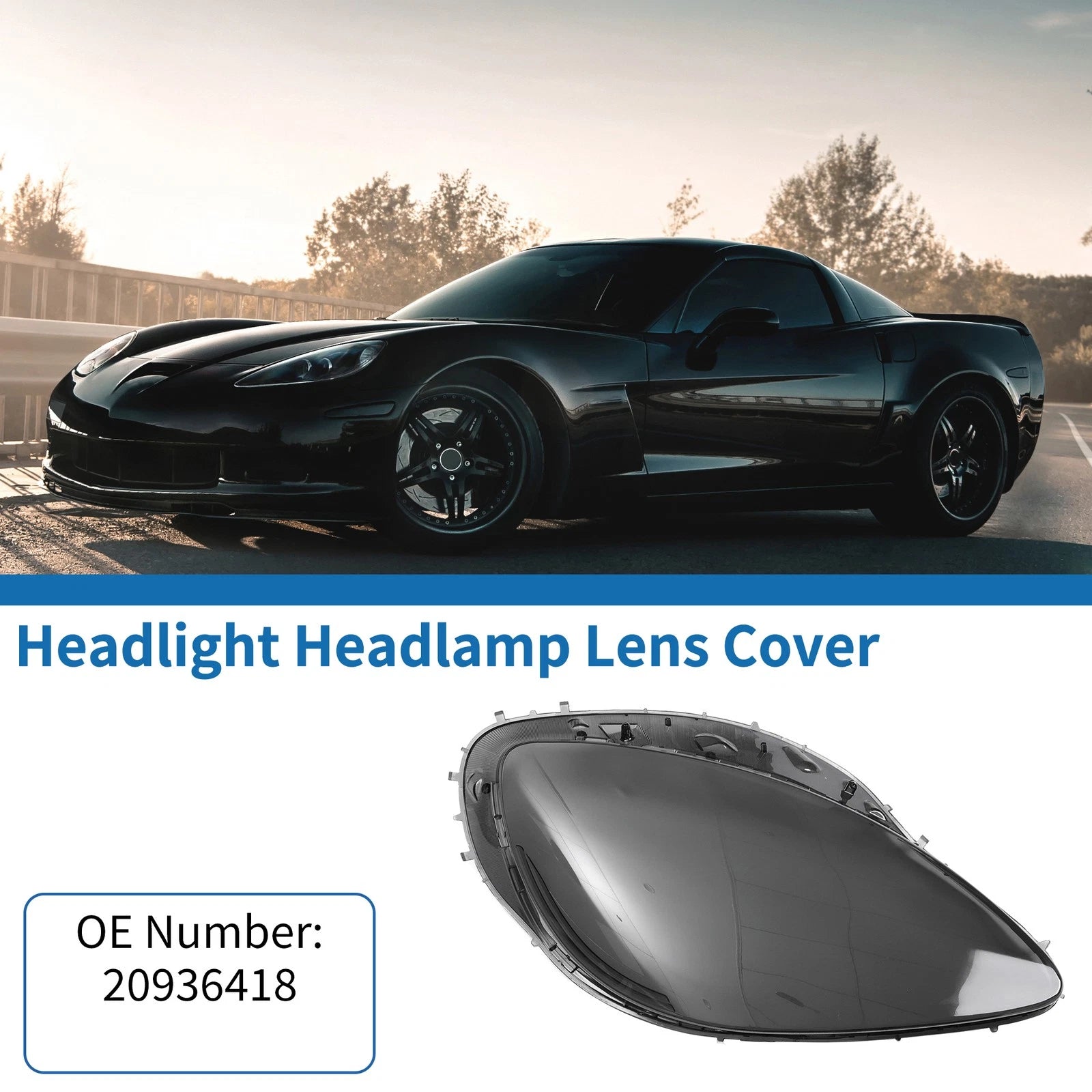 1 Pc Headlight Lens Cover for Chevy Corvette C6 (2005–2013) Smoked